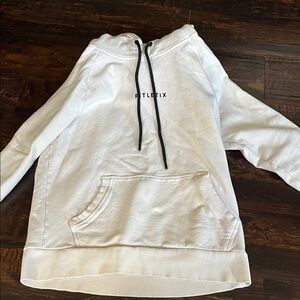 Fitletix White Hoodie with Black Drawstrings